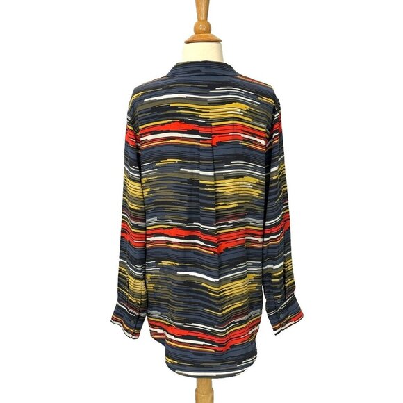 Equipment 100% Silk Long Sleeve Blouse Colorful Artsy Button Down Relaxed Size M - Picture 4 of 9